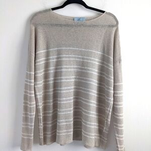 Euc Joan Vass 100% Linen Striped Lightweight Sweater XL
